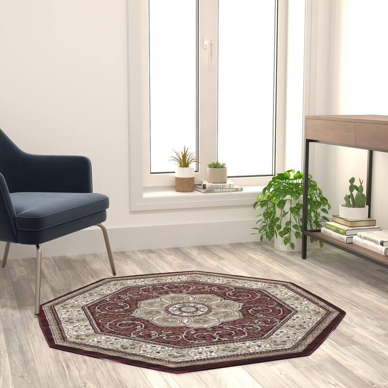 Medallion Motif Traditional Persian Style Olefin Area Rug
