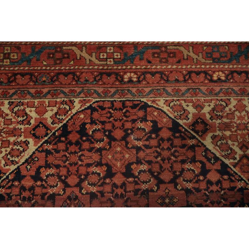 Hand Knotted Oriental 100% Wool Carpet Traditional Geometric Navy Blue & Blues Malayer Area Rug - 6' 8'' X 4' 4''