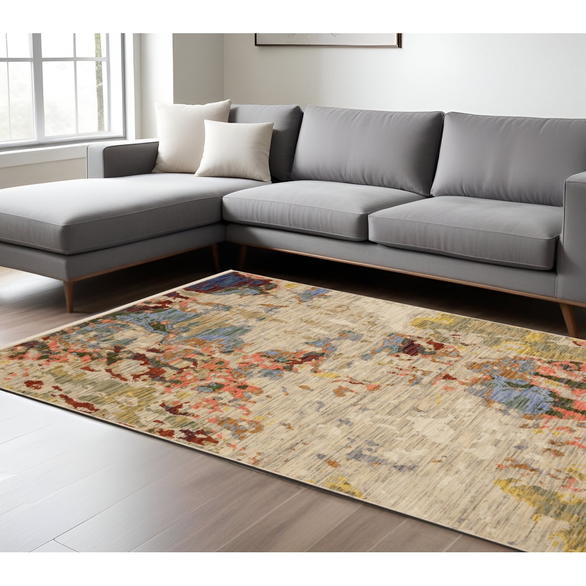HomeRoots Deme Abstract Modern Rectangle Area Rug