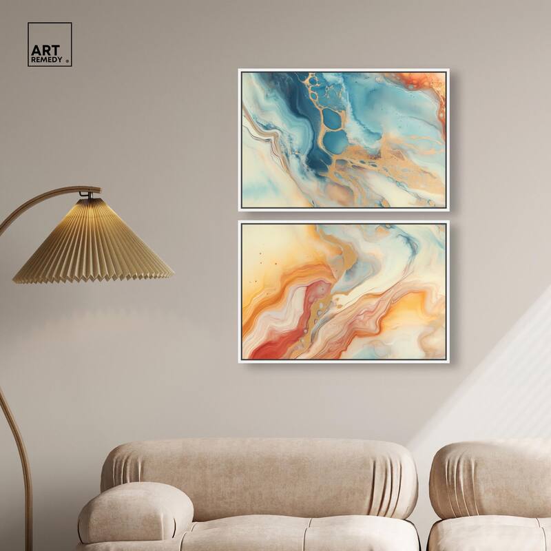 Marbled Sunrise I Canvas Set of 2 by Art Remedy