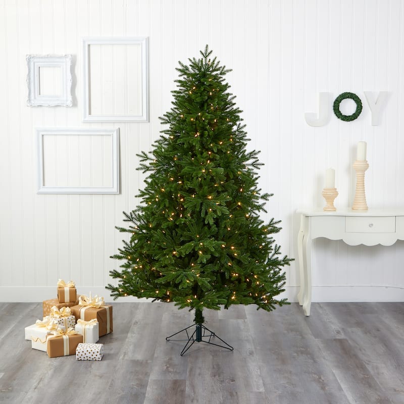 7ft. Fir Real Touch Artificial Christmas Tree with 400 Warm White Multifunction LED Lights - Realistic Holiday X-Mas Tree