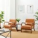 preview thumbnail 42 of 107, Glitzhome Set of 2 30.75"H Mid-Century Modern PU Leather Accent Armchairs with Rubberwood Frame - 25.75"L x 33.75"W x 30.75"H