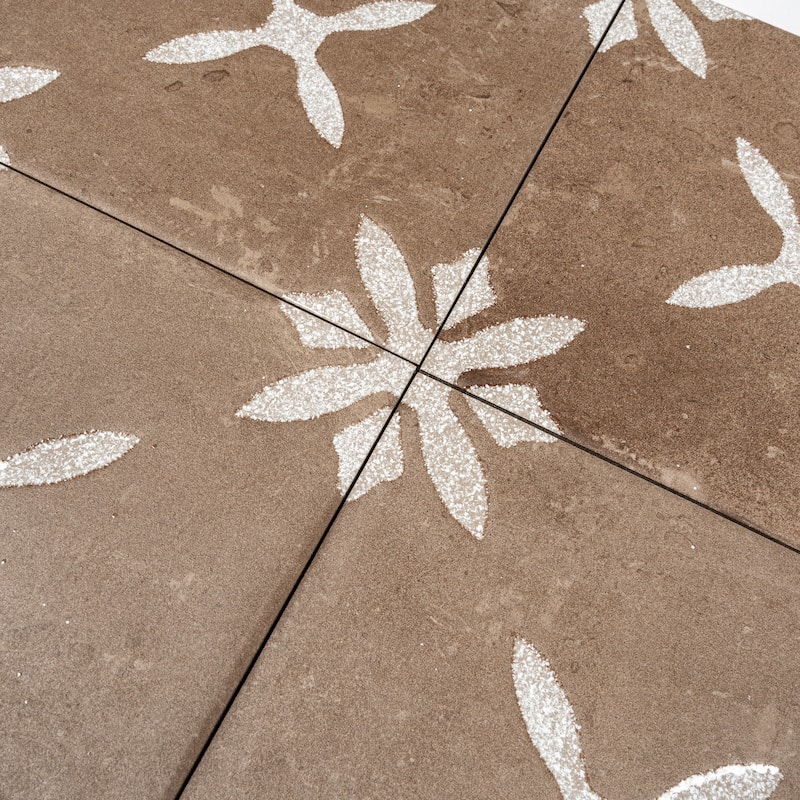 Palmera 9x9 Terracotta Brown Porcelain Floral Square Wall and Floor Tile (6.96 sq ft/case) - 13 Pack