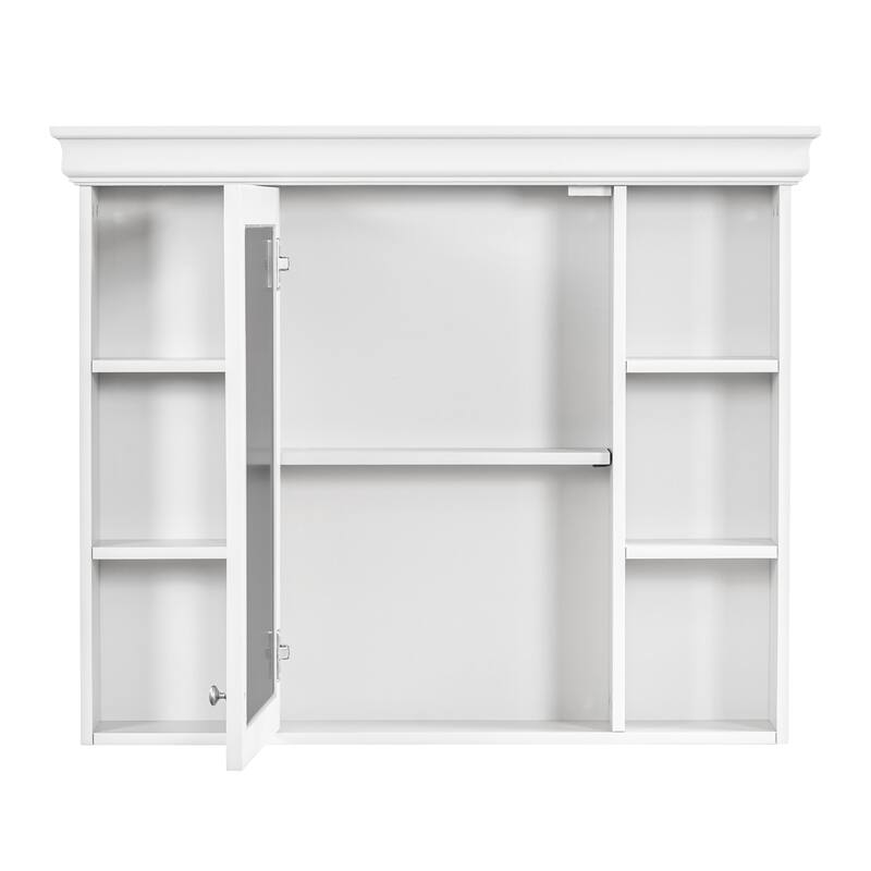 36'' Bathroom Vanity with Medicine Cabinet, Modern Mirror Cabinet with Adjustable Shelf, Bathroom Storage Cabinet with 4 Drawers