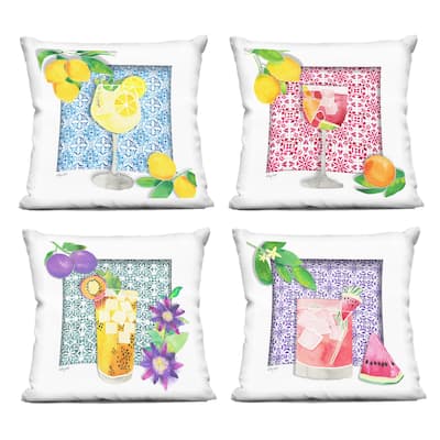 Stupell Mediterranean Mixed Drinks Decorative Printed Throw Pillow Design by Hillary Holt (Set of 4)