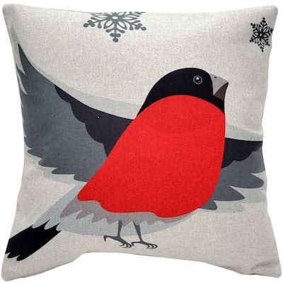 Winter Finch Joyful Bird Throw Pillow