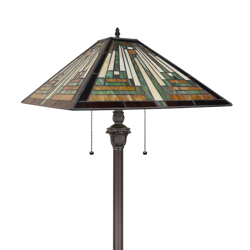 Mission Tiffany-Style 2-Light Blackish Bronze Floor Lamp 18" Shade