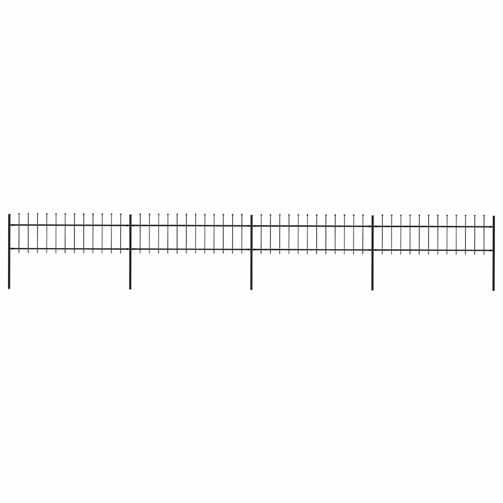 vidaXL Garden Fence with Spear Top Steel 267.7"x23.6" Black