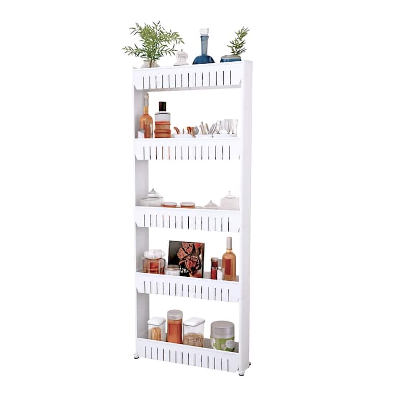 Slim Rolling Storage Cart - Utility Cart with Wheels by Lavish Home (White)