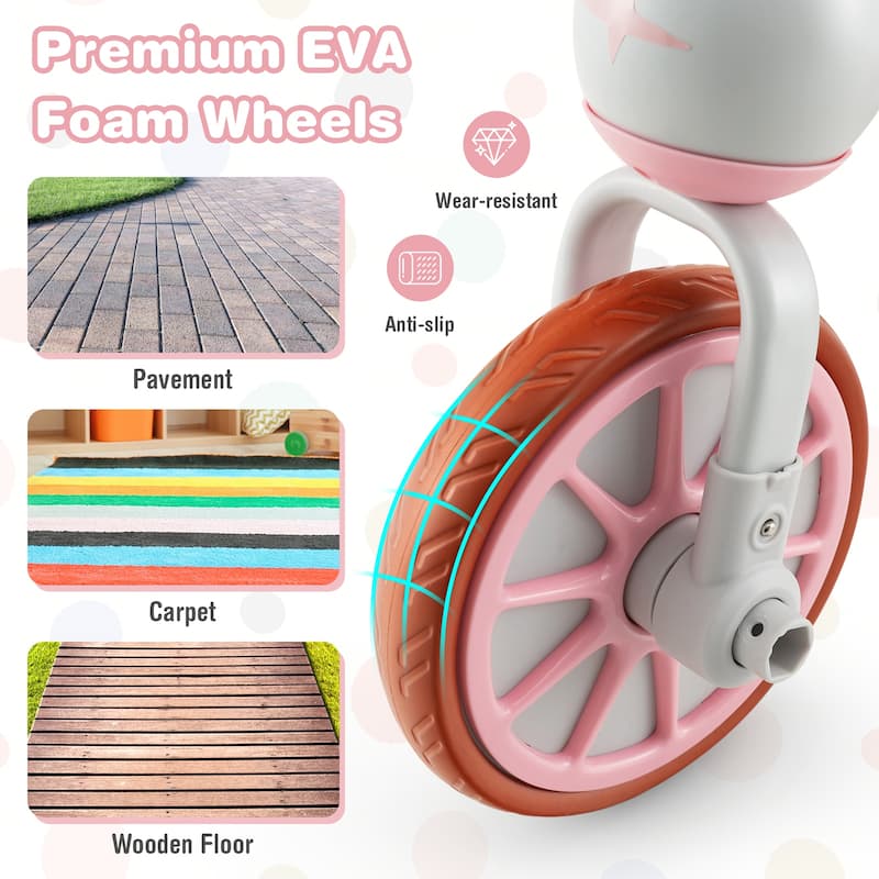 4-in-1 Adjustable Kids Tricycle with Parental Handle and EVA Wheels Safe Riding for Toddlers - 14.5" x 28.5" x 39.5"