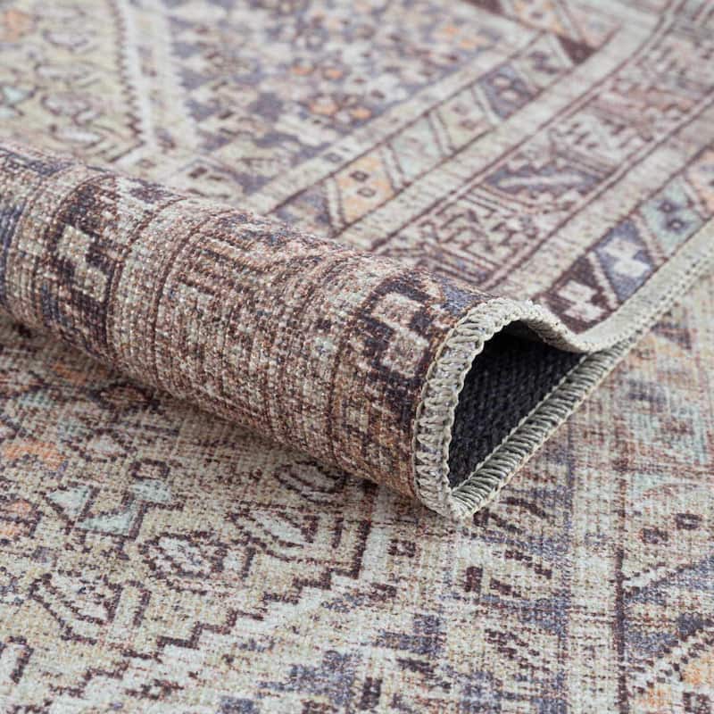 Hauteloom Barny Traditional Oriental Machine Washable Area Rug