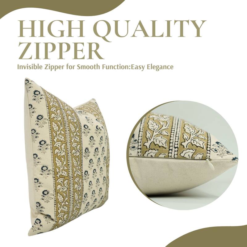 Dark Blue Cotton Hand Block Print Bohemian Pillow Cover By Fabdivine