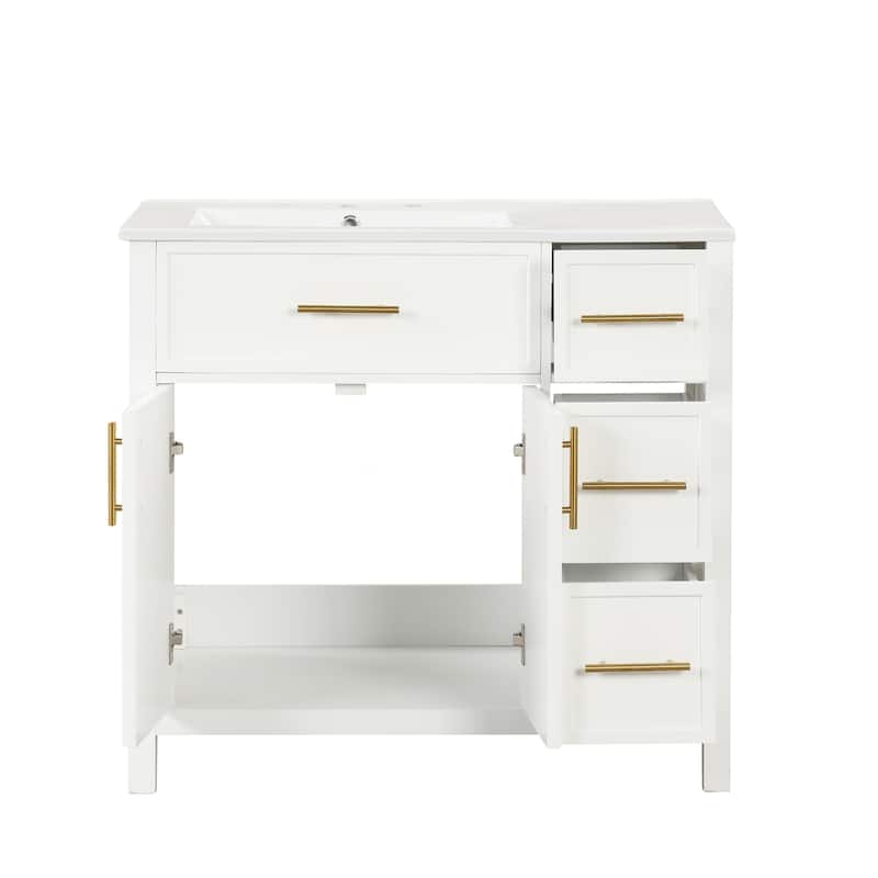 Bathroom Vanity with Sink Top and Three Drawers
