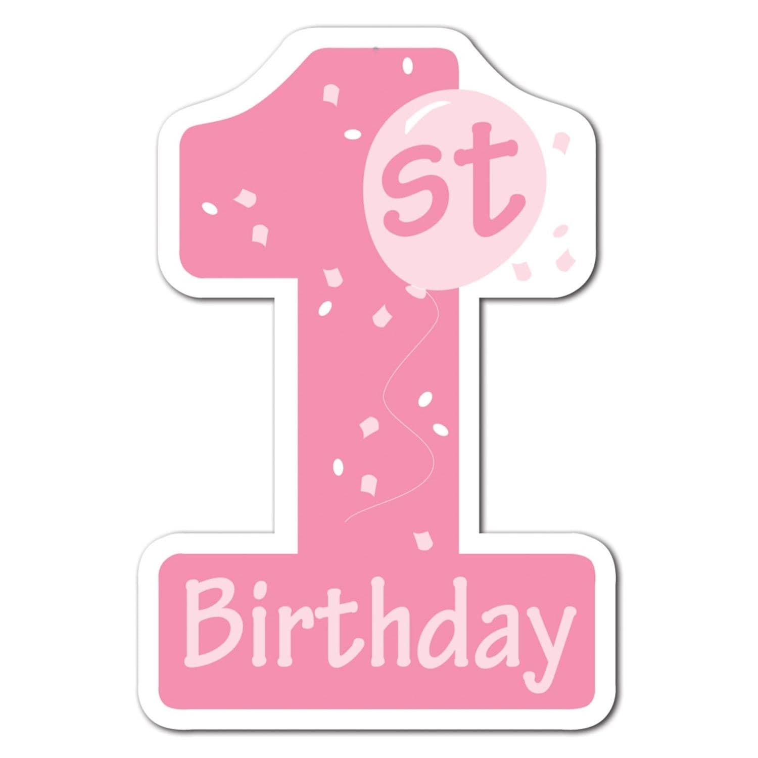 Shop Club Pack Of 24 Pink And White 1st Birthday Number One Cutout