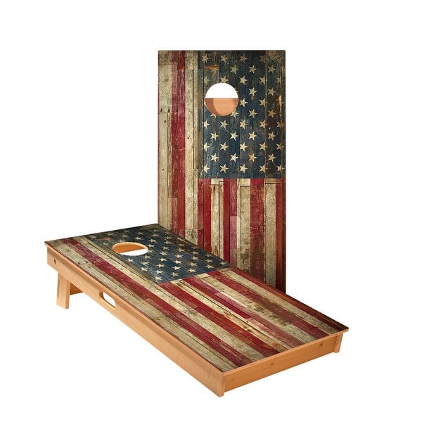 slide 2 of 5, Rustic American Flag Cornhole Boards NO Bags - Add Board Lights