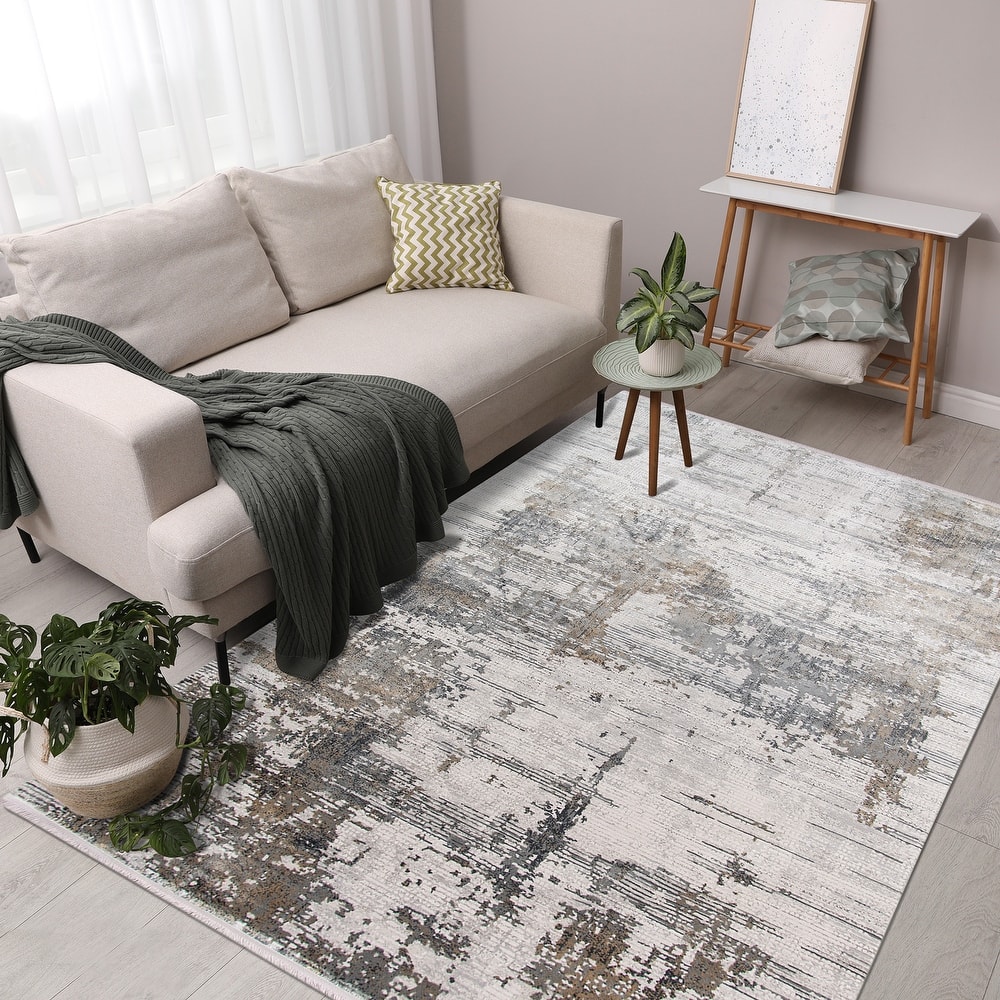 Padua Abstract Carved Viscose Blended Area Rug