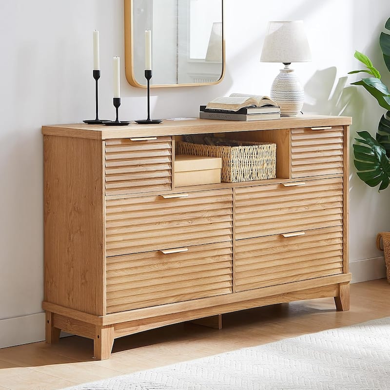 Wooden Drawers Dresser with Charging Station Dresser for Bedroom Chest of Drawers