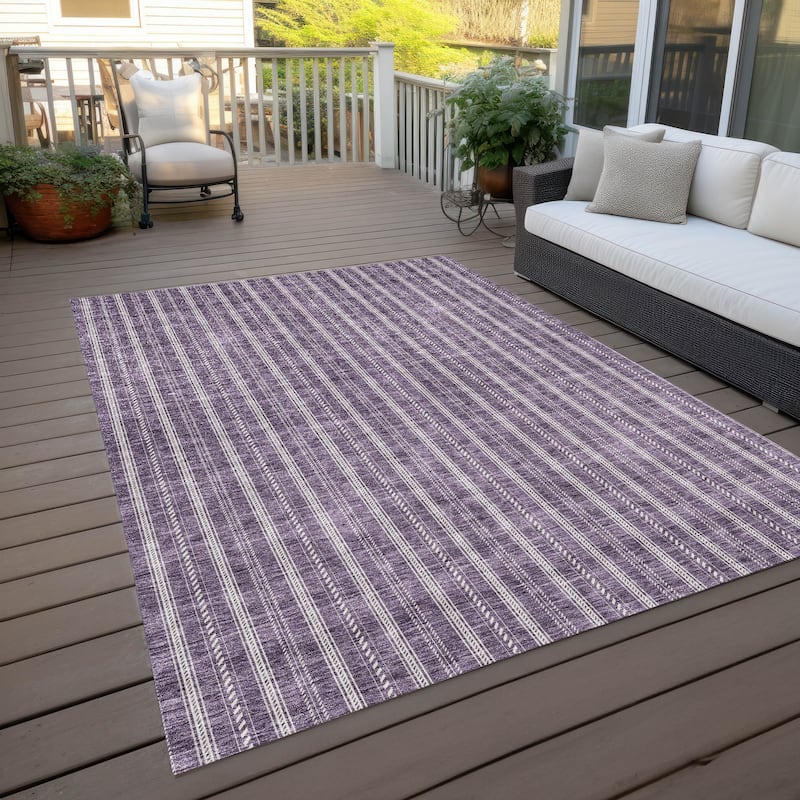 Machine Washable Indoor/ Outdoor Chantille Stripe Twist Rug