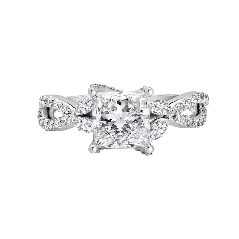 Auriya 14k Gold 5 3/4ctw Princess Lab grown Twisted-Vine Diamond Engagement Ring (E-F VS) - White - 7.5