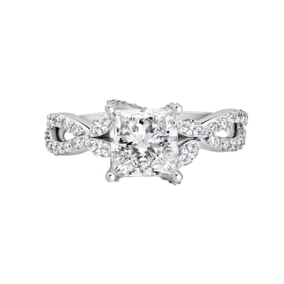Auriya 14k Gold 5 3/4ctw Princess Lab grown Twisted-Vine Diamond Engagement Ring (E-F VS)
