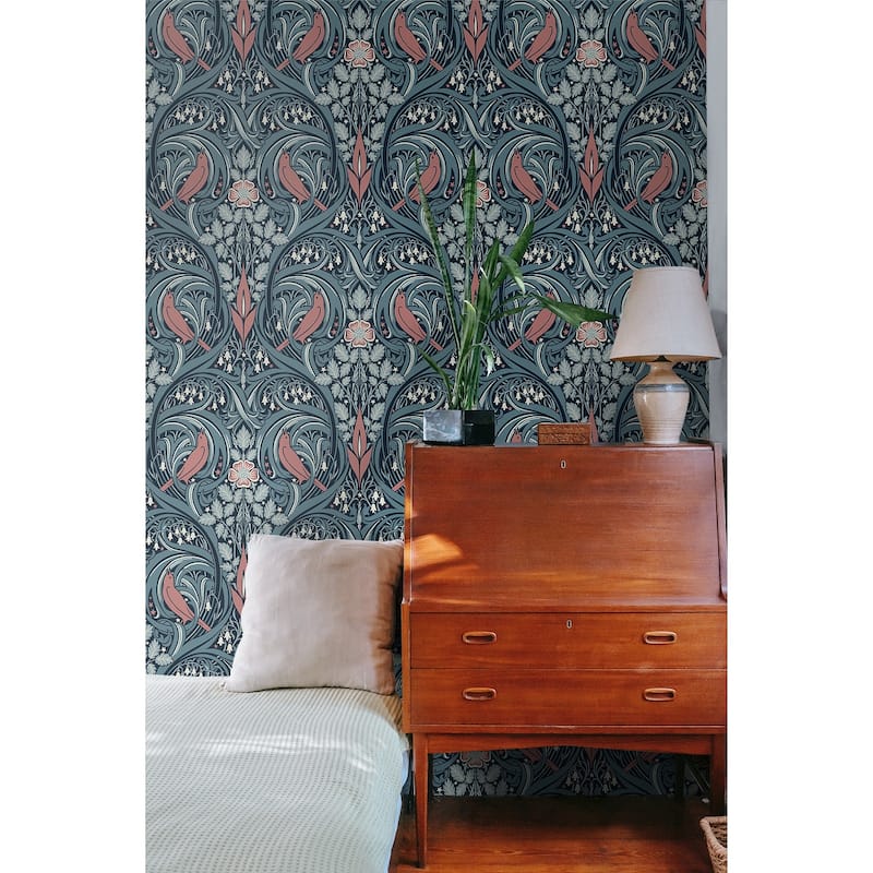 Seabrook Designs Bird Scroll Nonwoven Unpasted Wallpaper