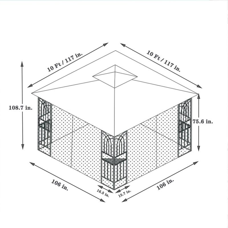 10' X 10' Steel Polyester Soft-Top Double Roof Outdoor Canopy Gazebo