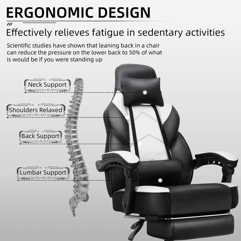 Adjustable Comfortable Game Chair Swiveling PC & Racing with Footrest