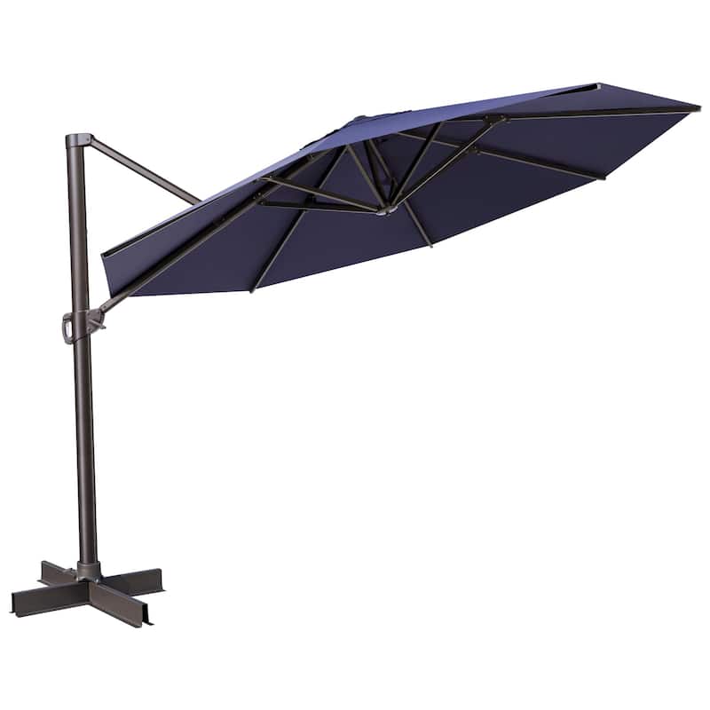 Crestlive Products 11.5ft Round Cantilever Patio Umbrella with 7-position Adjustment and 360-degree Rotation