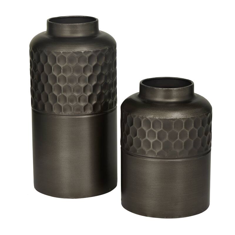 Black Metal Decorative Vase (Set of 2)