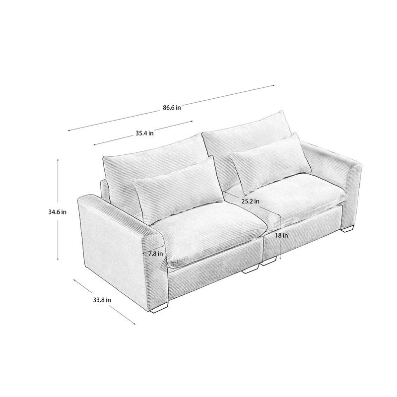 GDFStudio - Windsor Corduroy 2 Seater Sofa with Armrests