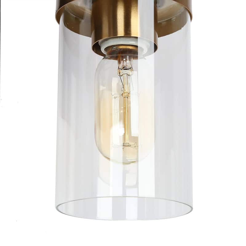 Modern Farmhouse 4-Light Black Gold Linear Bathroom Vanity Light Cylinder Glass Wall Sconce