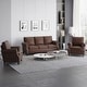 preview thumbnail 1 of 11, Dowd Faux Leather 3 Piece Club Chair and Sofa Set by Christopher Knight Home Dark Brown