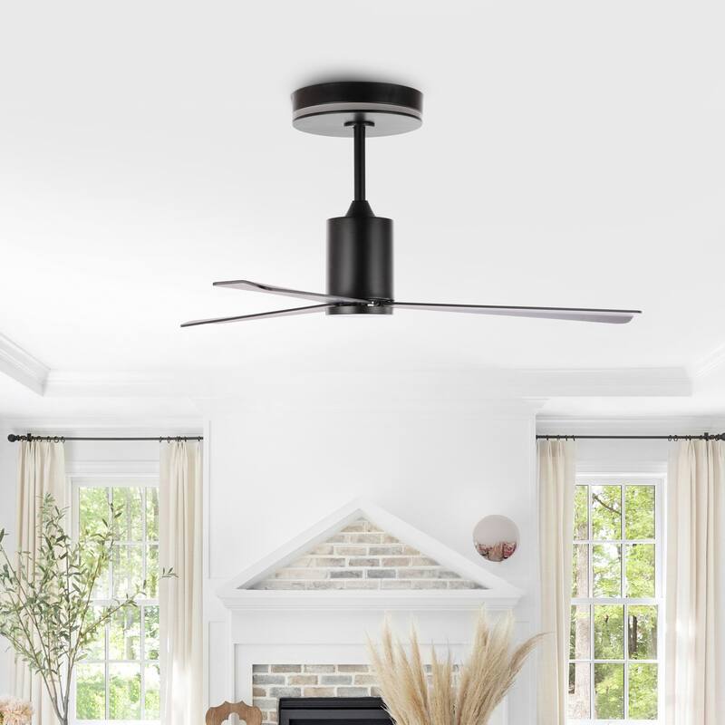 Blair 52" 1-Light Contemporary Minimalist 6-Speed Iron Height Adjustable Integrated LED Ceiling Fan with Remote, by JONATHAN Y