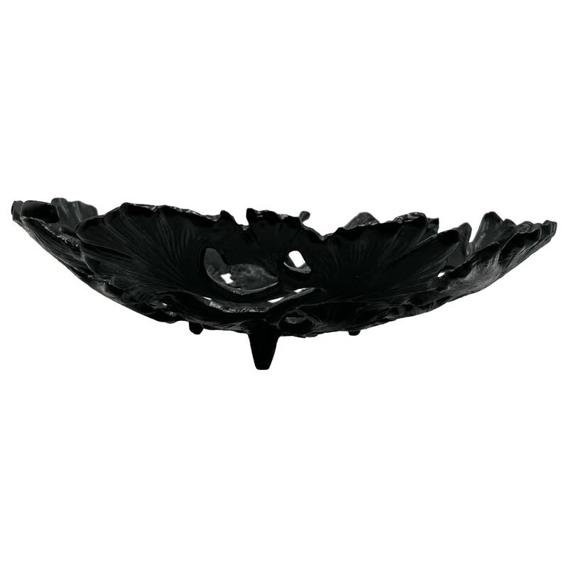 15 Inch Wide Decorative Handmade Aluminum Ginkgo Leaf Bowl - 14.5 x 14.5 x 4 in