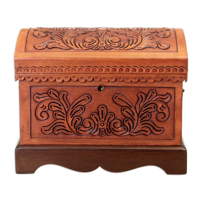Novica Handmade Viceroyalty Wood And Leather Jewelry Box