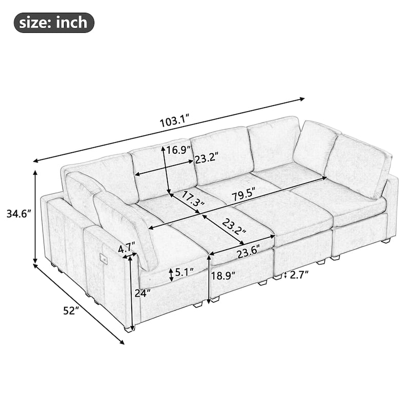 103" Sectional Sofa