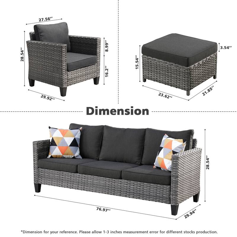 OVIOS 8-piece Patio Wicker Outdoor High-back Sectional Furniture Set