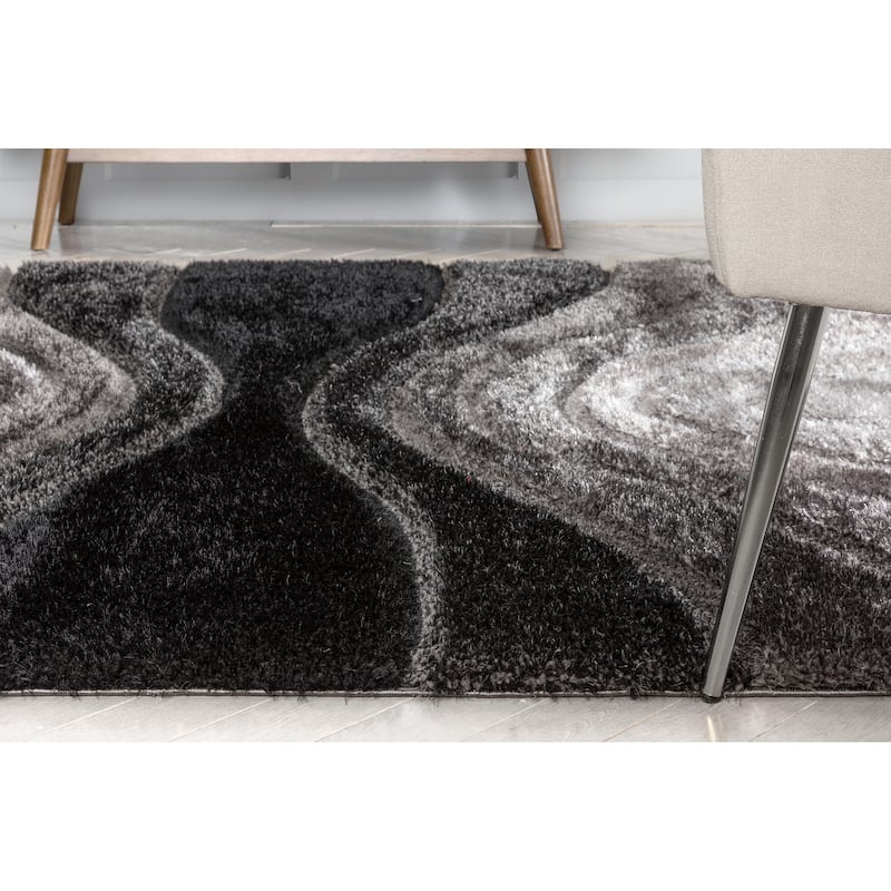 Well Woven San Francisco Luz Geometric Modern Carved Shag Area Rug