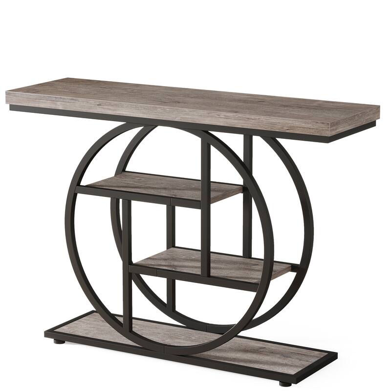 41.3" Industrial Console Table, 4-Tier Grey