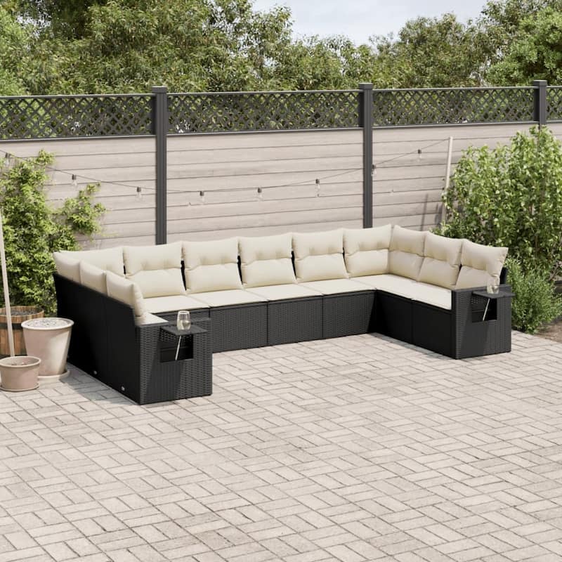 vidaXL Garden Sofa Set - Black and cream With table