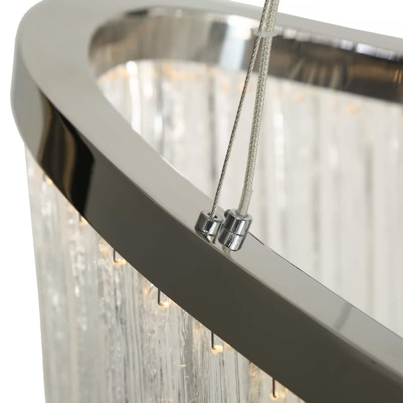 Modern LED 1-Light Luxury Water Curtain Glass Chandelier for Dining Living Room - 31.5" Dia. x 45.5" H