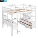 preview thumbnail 6 of 7, White Pinewood Loft Bed with Built-in Desk, Drawers, Shelves, and Storage Cabinets