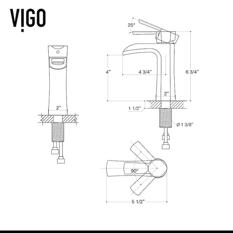 VIGO Paloma 7" H Single Handle Single Hole Bathroom Faucet Set