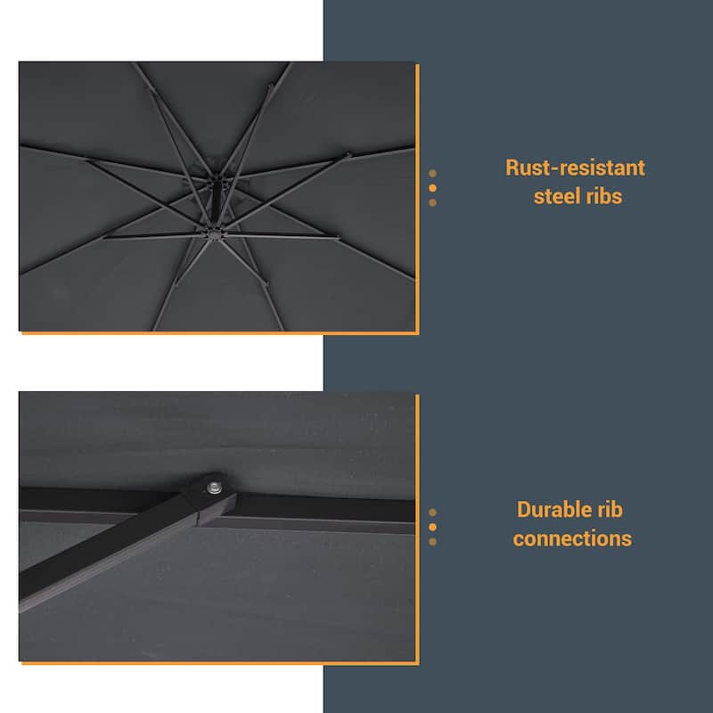 BONOSUKI 10ft Patio Offset Umbrella,w/Crossed Base Cantilever Umbrella