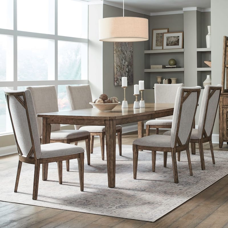 Liberty Furniture Carolina Park Trestle Table, Upholstered Side Chairs Dining Set - Trestle Table, 4 Upholstered Side Chairs