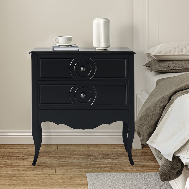 Sidney Traditional 3-Drawer Nightstand with Built-In Outlets and USB by HULALA HOME