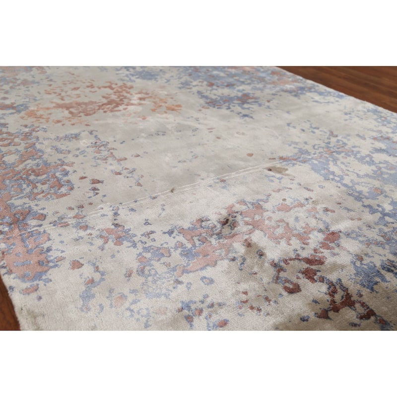 Abstract Indian Foyer Rug Hand-Knotted Contemporary Wool Carpet - 4'5"x 6'4"