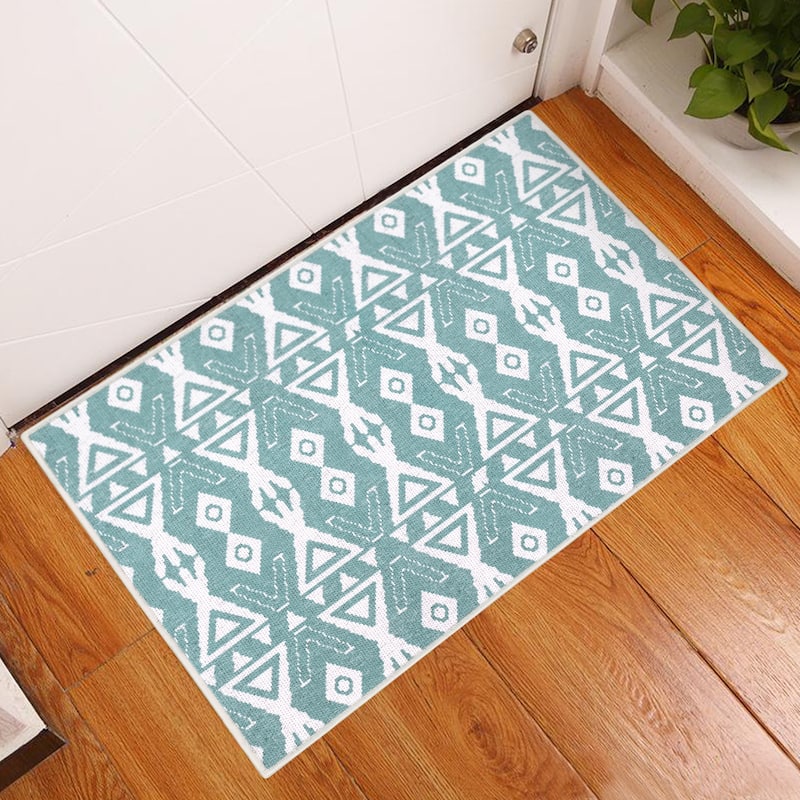 Sussexhome Heavy Duty Ultra Thin Non Slip Washable Cotton Indoor Rug - 2' x 3' - Light Teal