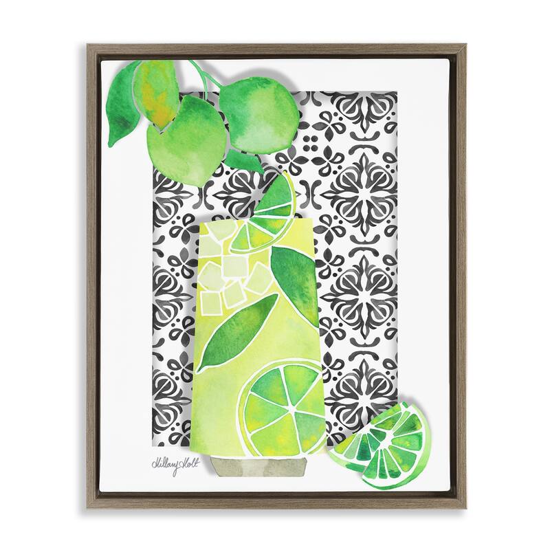 Stupell Mediterranean Mojito Drink Framed Floater Canvas Wall Art Design By Hillary Holt - 17 x 21 - Brown
