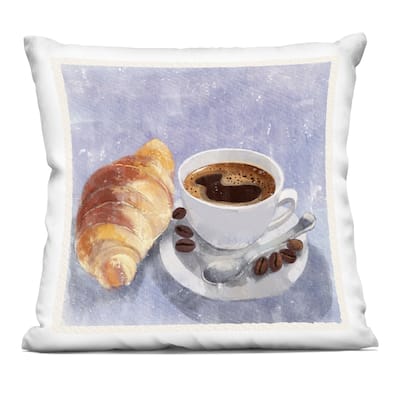 Stupell Morning Coffee & Croissant Decorative Printed Throw Pillow Design by Juliet Rose Philips